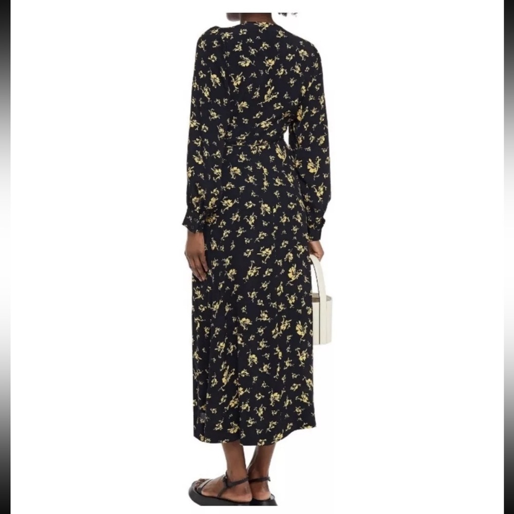 GANNI Floral Print Organic Crepe midi wrap dress size 38 (2 US/Small)